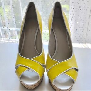 Nine West yellow platform heels